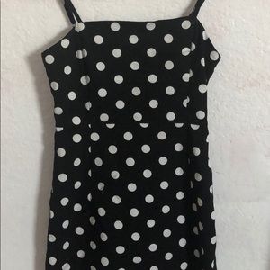 Pock a dot black mini dress